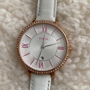 Fossil Custom Genuine Leather Rose Gold Watch